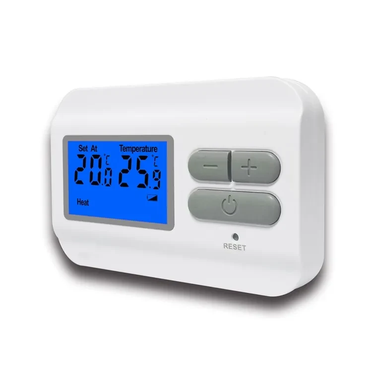 ST23 230V non-programmable gas boiler thermostat showing floor temperature, view 2