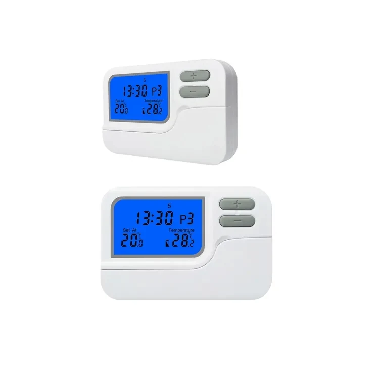 ST2302 230V weekly programmable boiler room thermostat with blue backlight, view 2