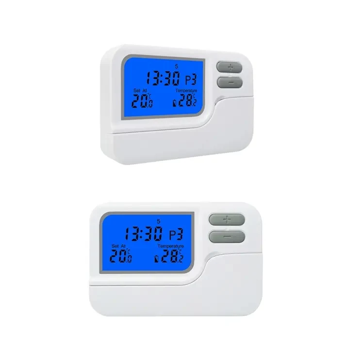 ST2303 230V programmable room thermostat with digital LCD and blue backlight, view 3