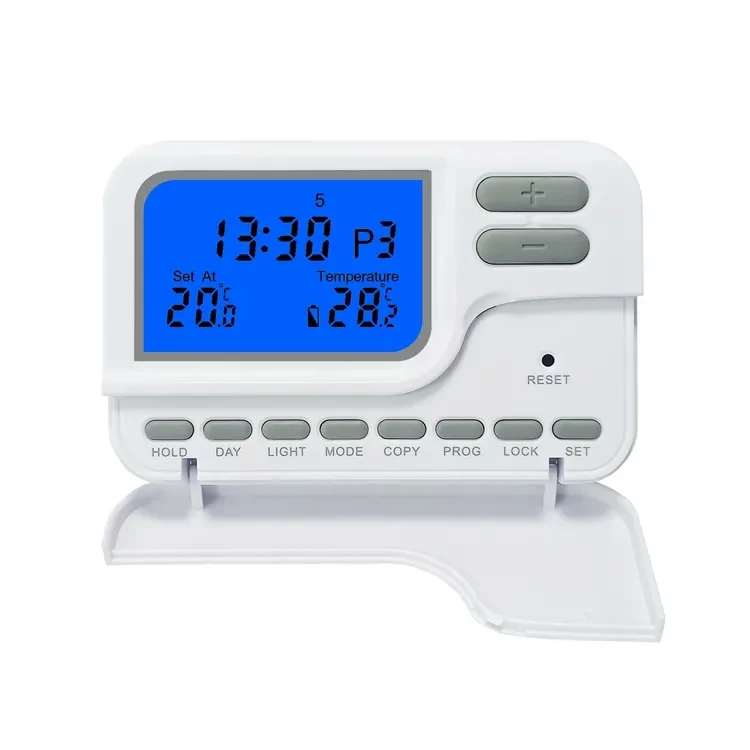 ST2303 230V programmable room thermostat with digital LCD and blue backlight