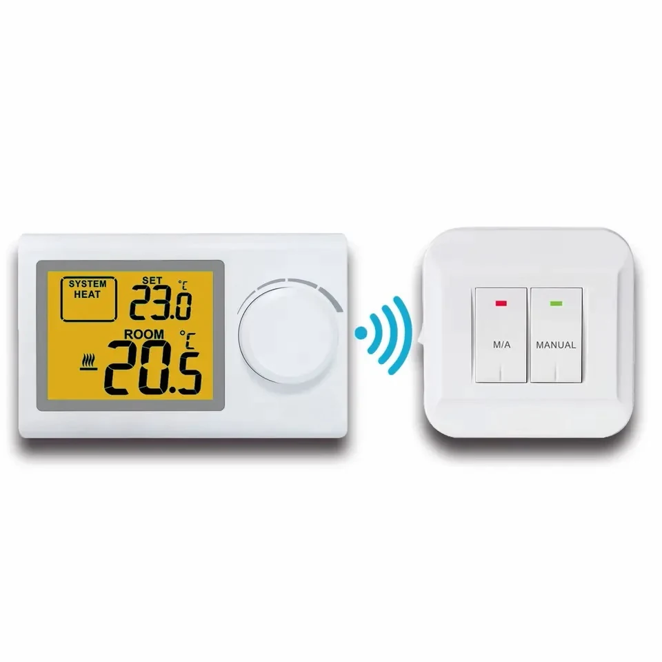 ST2401RF wireless non-programmable gas boiler thermostat with large LCD, view 2