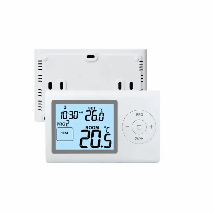 ST2402 230V programmable digital heating thermostat with large push button, view 2