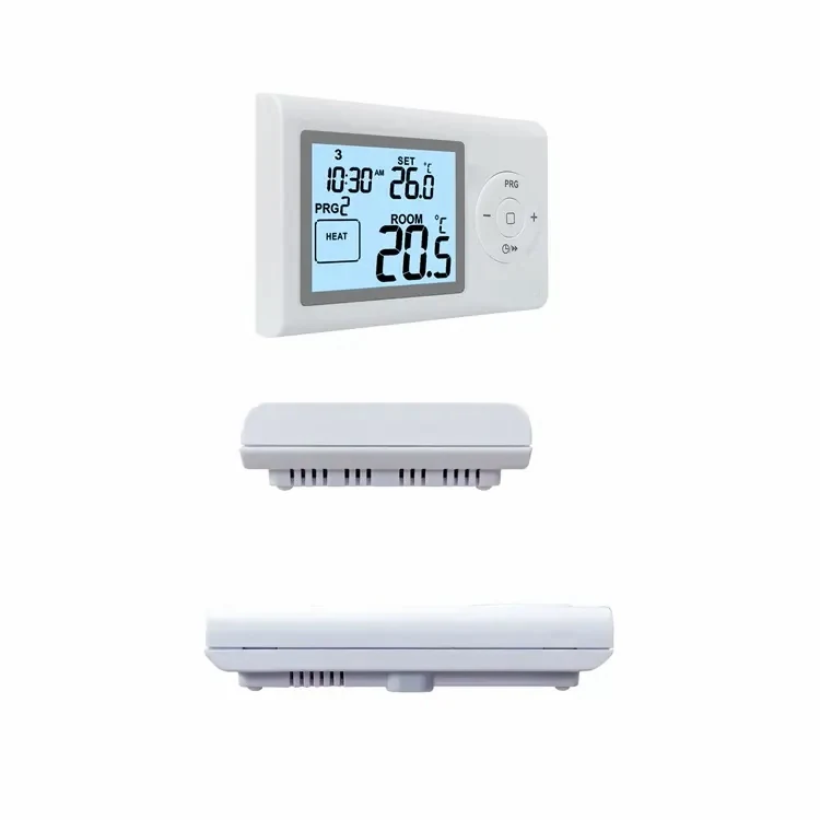 ST2402RF wireless RF programmable thermostat mounted in a living room, view 4