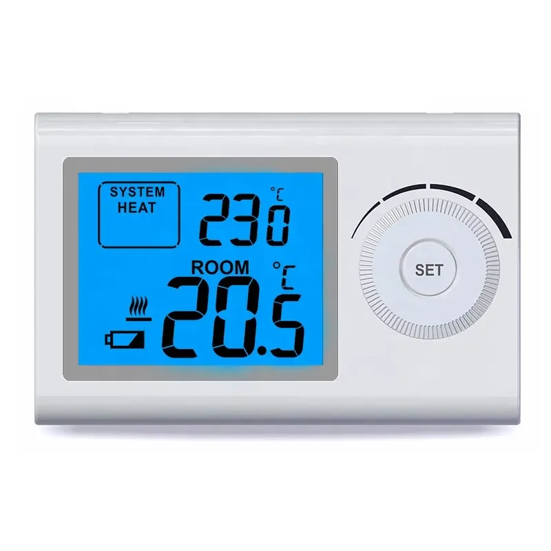 ST2403 230V non-programmable room thermostat with large push button, view 4