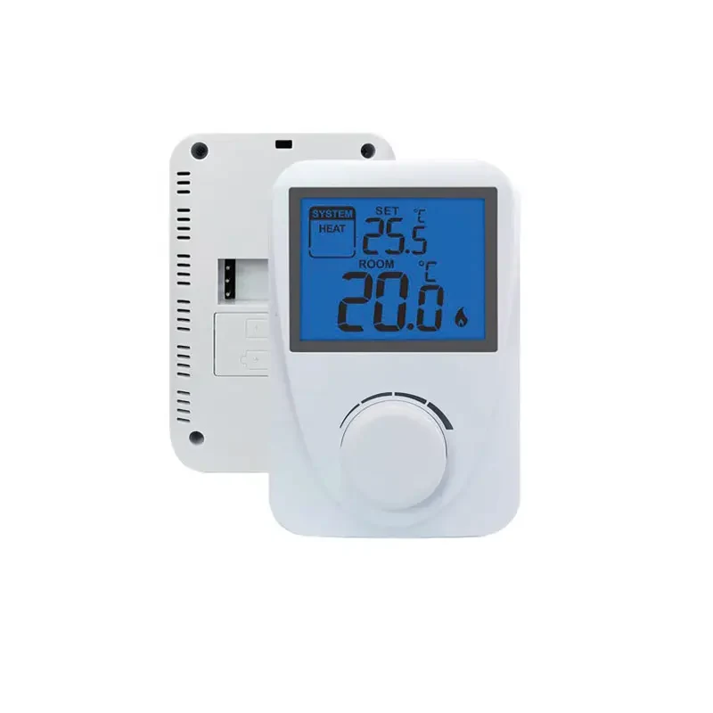 ST2601 230V large LCD room thermostat with Omron relay and dial button, view 3