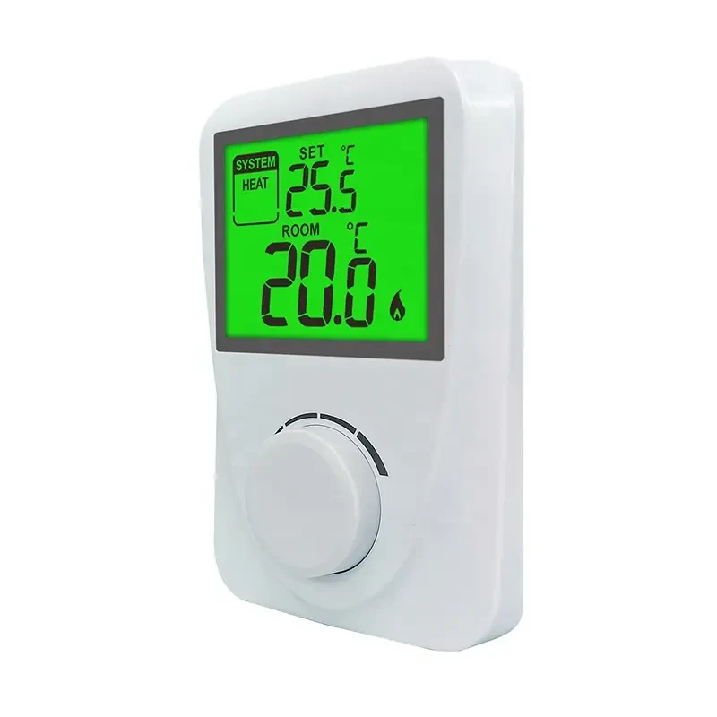 ST2601 230V large LCD room thermostat with Omron relay and dial button, view 2
