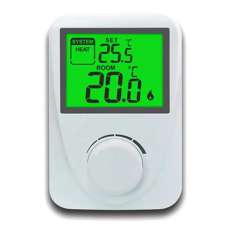 ST2601 230V large LCD room thermostat with Omron relay and dial button