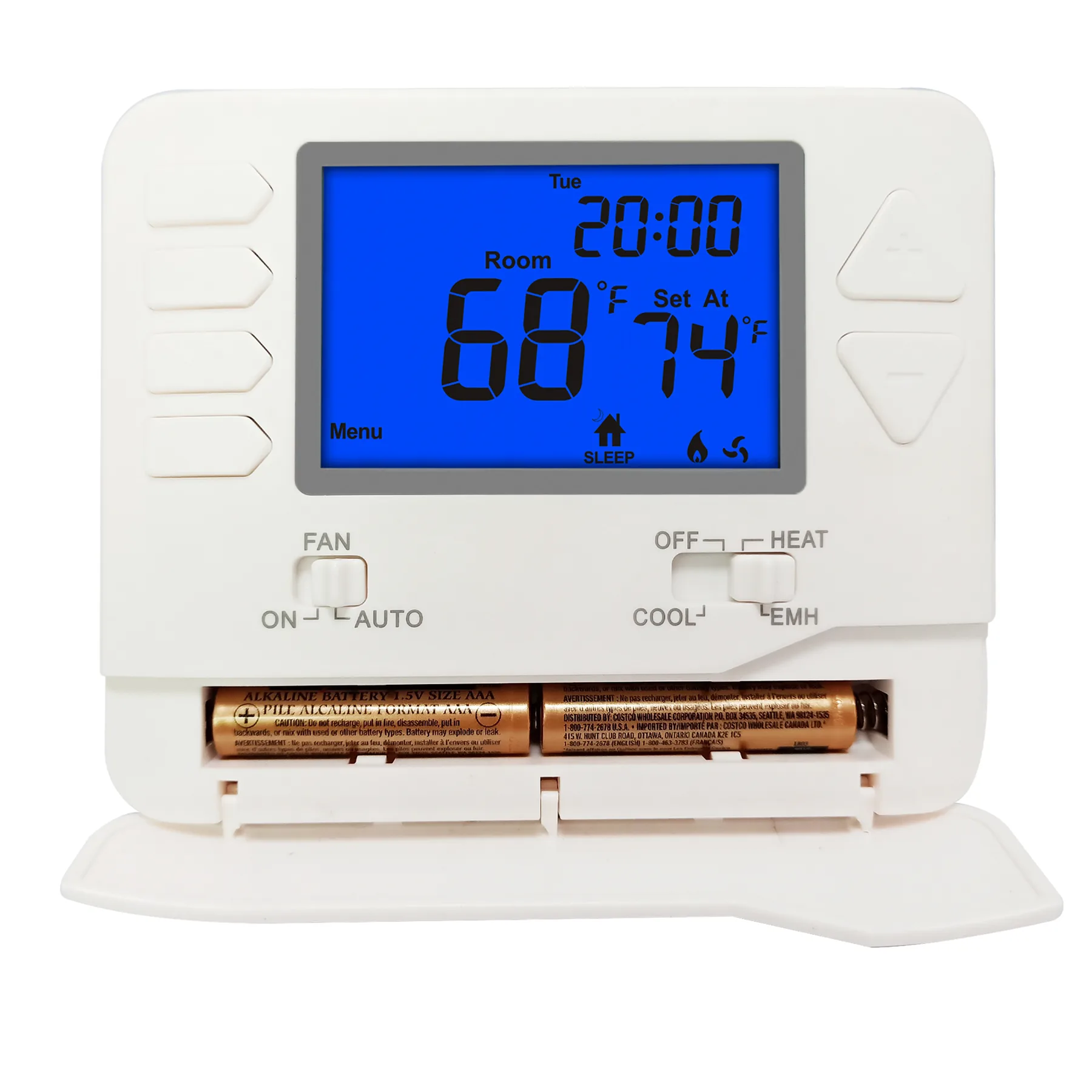 STN625 and STN725 programmable heat pump builder thermostat, view 3