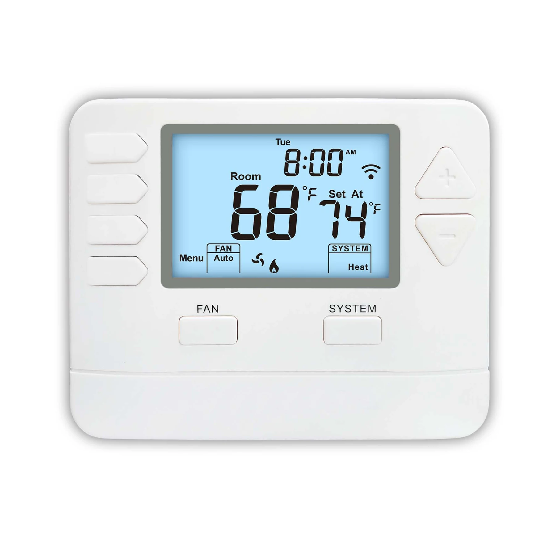 STN715W multi stage programmable WiFi thermostat with backlit display