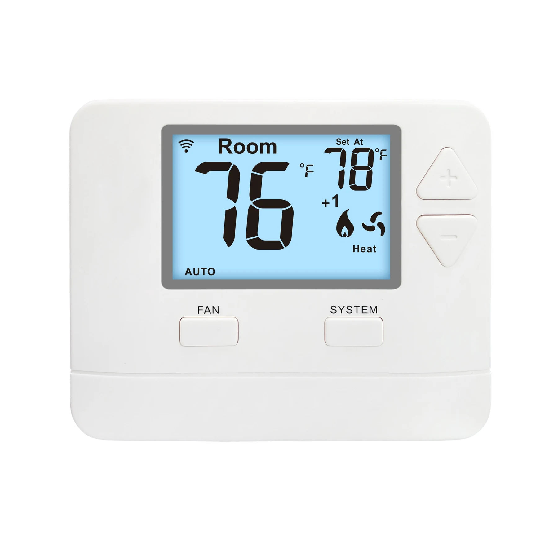 STN721W multi stage heat pump WiFi thermostat with backlit display, view 4