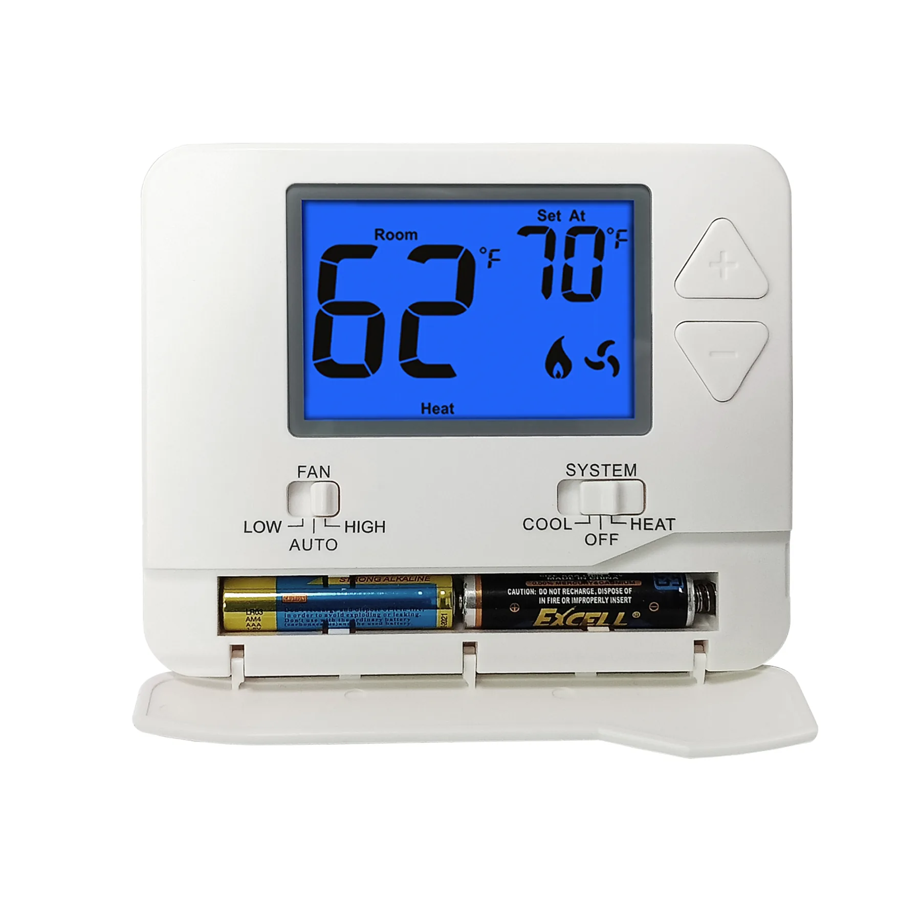 STN731 wired PTAC thermostat and base module with universal sub-base, view 4