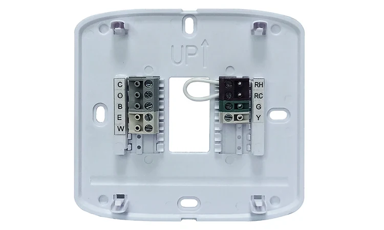 S725 wall mounted programmable heat pump thermostat with green backlit display, view 8