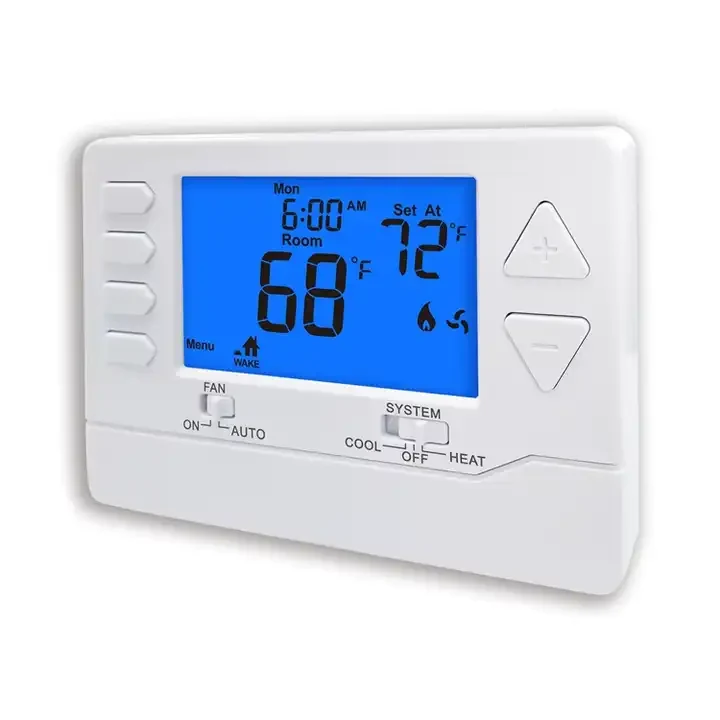 Model 3205 white 24V air conditioner controller with LED backlit display, view 3