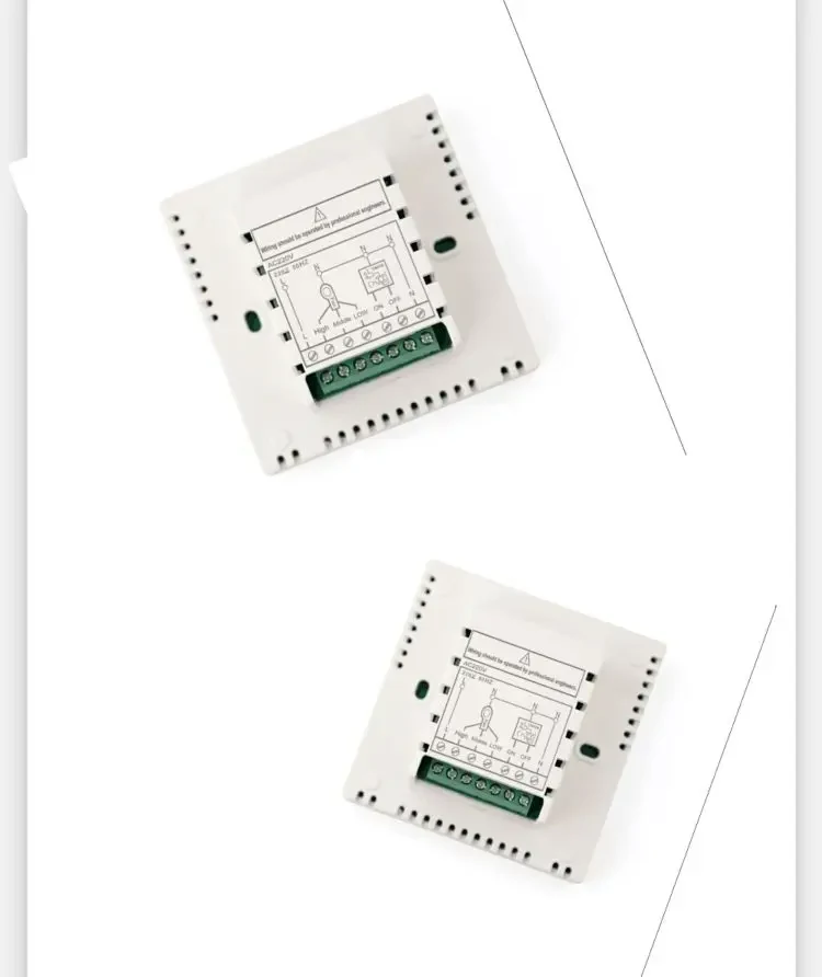 OCTK601AC wired central air conditioner thermostat showing fan speed and setpoint, view 7