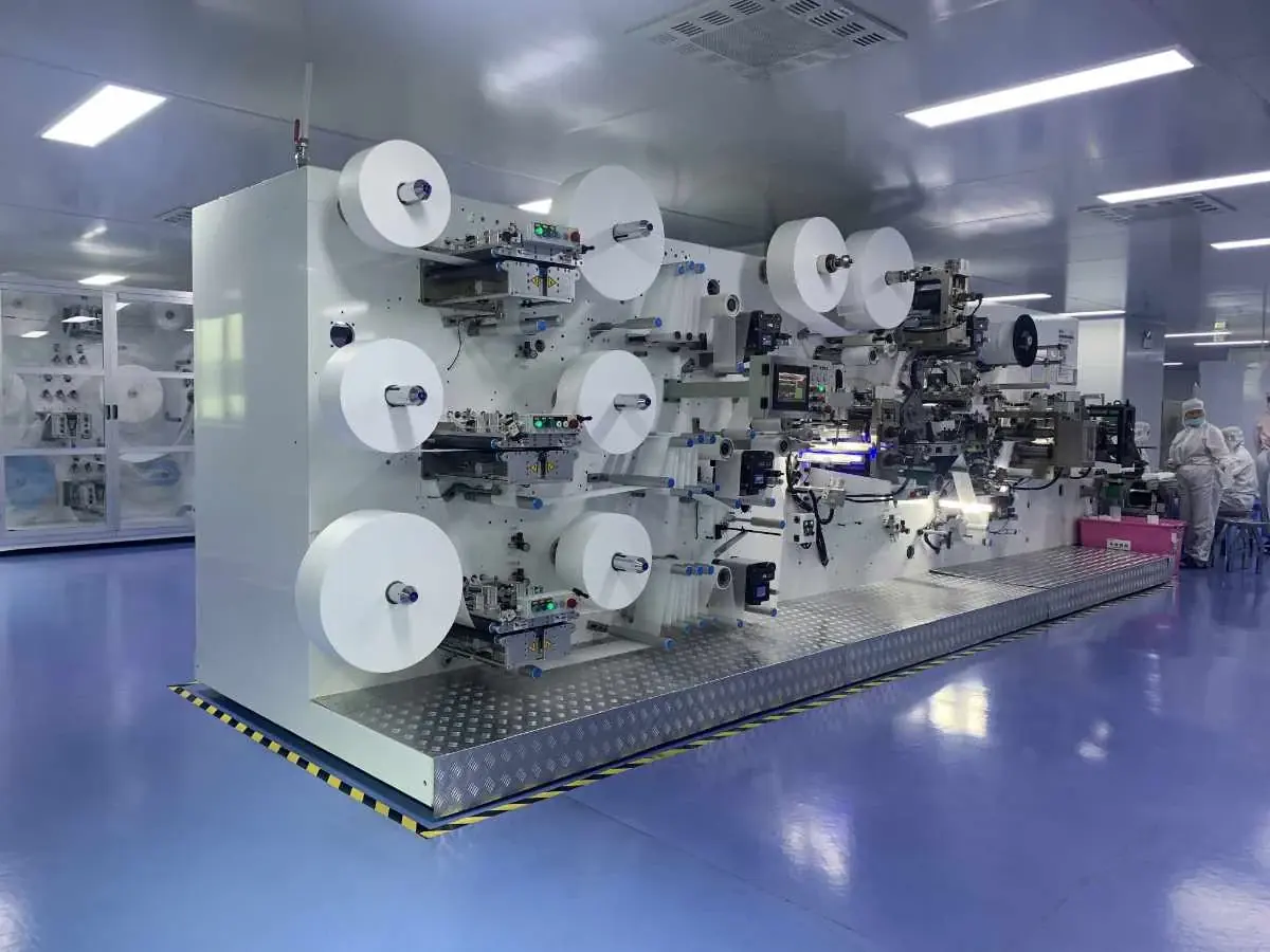 Mask production line inside a TIANCHIMED factory