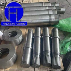 Forged step shafts and gear shafts stacked after machining