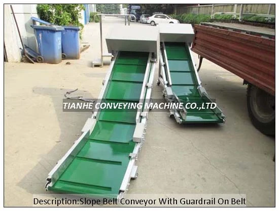 Slope Belt Conveyor with Guardrial on Belt – Belt Conveyors manufactured by Tianhe Conveying Machine