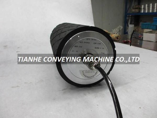 138mm diameter grooved rubber coating motorized roller with galvanized finish and 3PH380V power supply