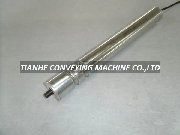 76 mm diameter DC brushless motorized roller with double O groove, stainless steel tube, and visible motor housing