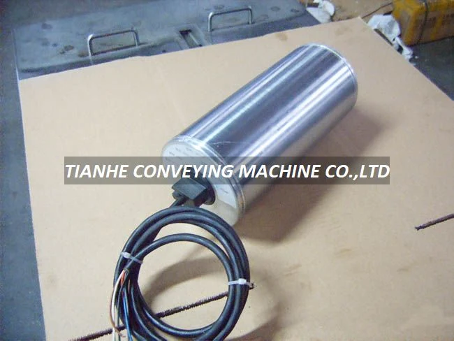 76 mm three-phase AC motorized roller with galvanized finish and mounted drive pulley
