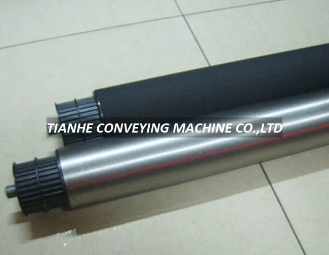 AC motorized roller with timing pulley, 60mm diameter, three-phase 380V, mounted with timing pulley on a conveyor frame