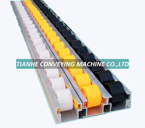 Aluminum frame HIPS roller track W-38GA with yellow ABS roller wheels and M6 shafts
