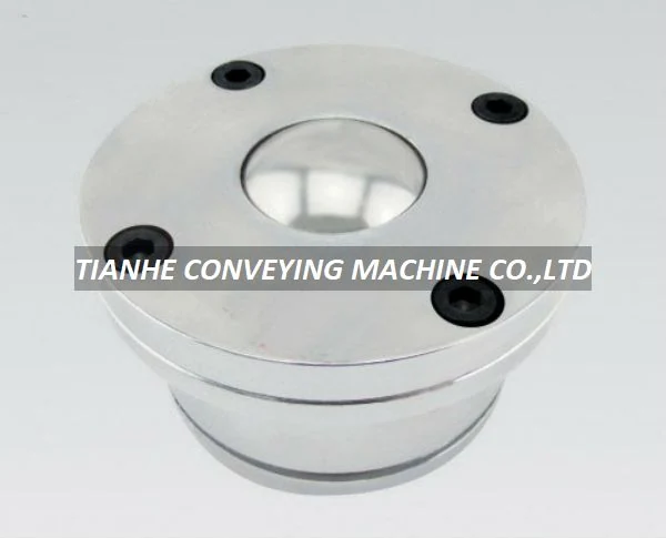 Customized machined ball transfer unit FB-003 with steel main ball, press mounted into a deck plate