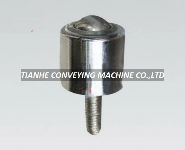 Stud mount ball transfer unit FB-013 with steel main ball and M8 stud, mounted on a flat deck plate