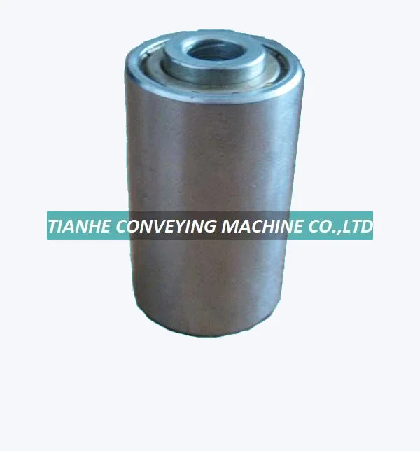 Cutting bearing metal conveyor wheel W-30BS with 30 mm diameter, 50 mm width, and 10 mm shaft hole, shown in a side view with galvanized finish