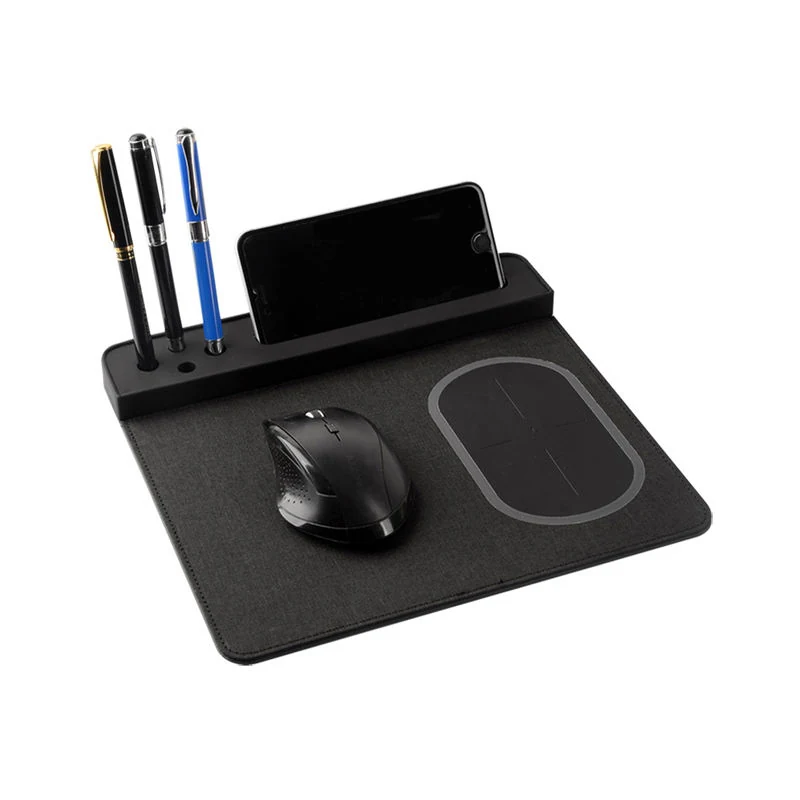 4-in-1 wireless charging mouse pad with pen holder and phone stand