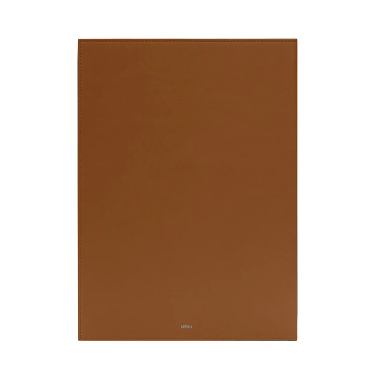 Menu folder shown on a restaurant table