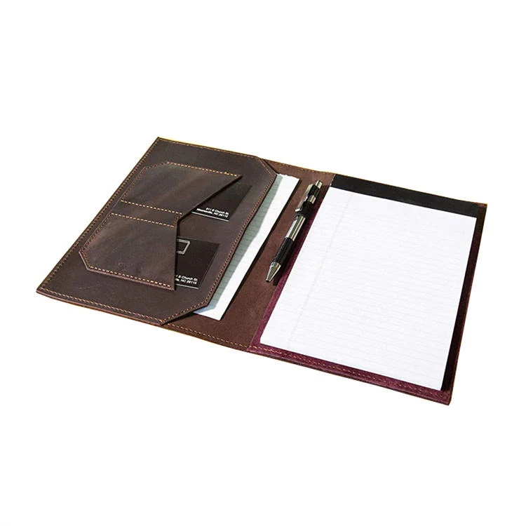 Crazy horse leather business notebook holder closed