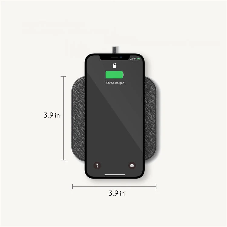 Top view of the textured faux leather charging surface