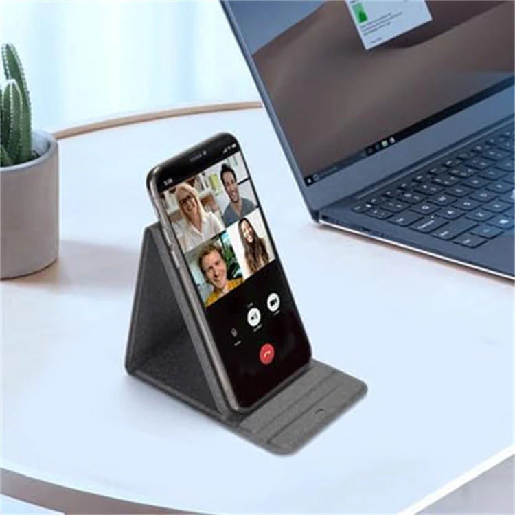Phone held at viewing angle on the charging stand