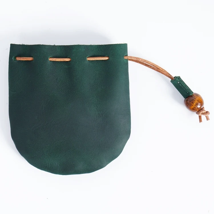 Pouch shown closed with the drawstring tightened