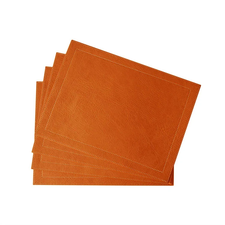 Orange leather placemat and coaster set