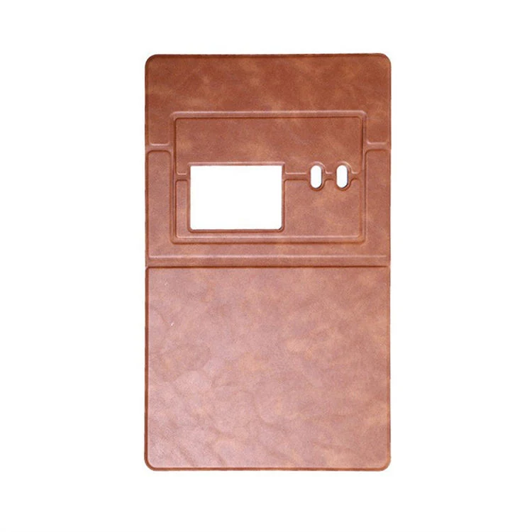 Leather desk mat in use with a mouse on an office desk