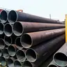 Stack of large-diameter welded steel pipes with open ends