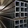 Black square and rectangular steel tubes stacked with open ends