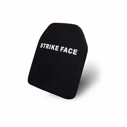 black multi-curve armor plate on a plain white background