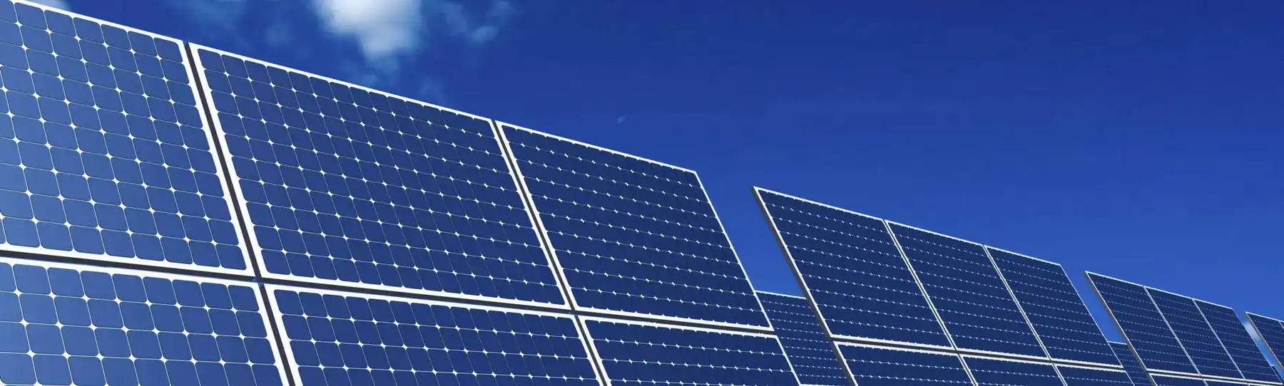 Rows of TTM solar modules tilted against the sky