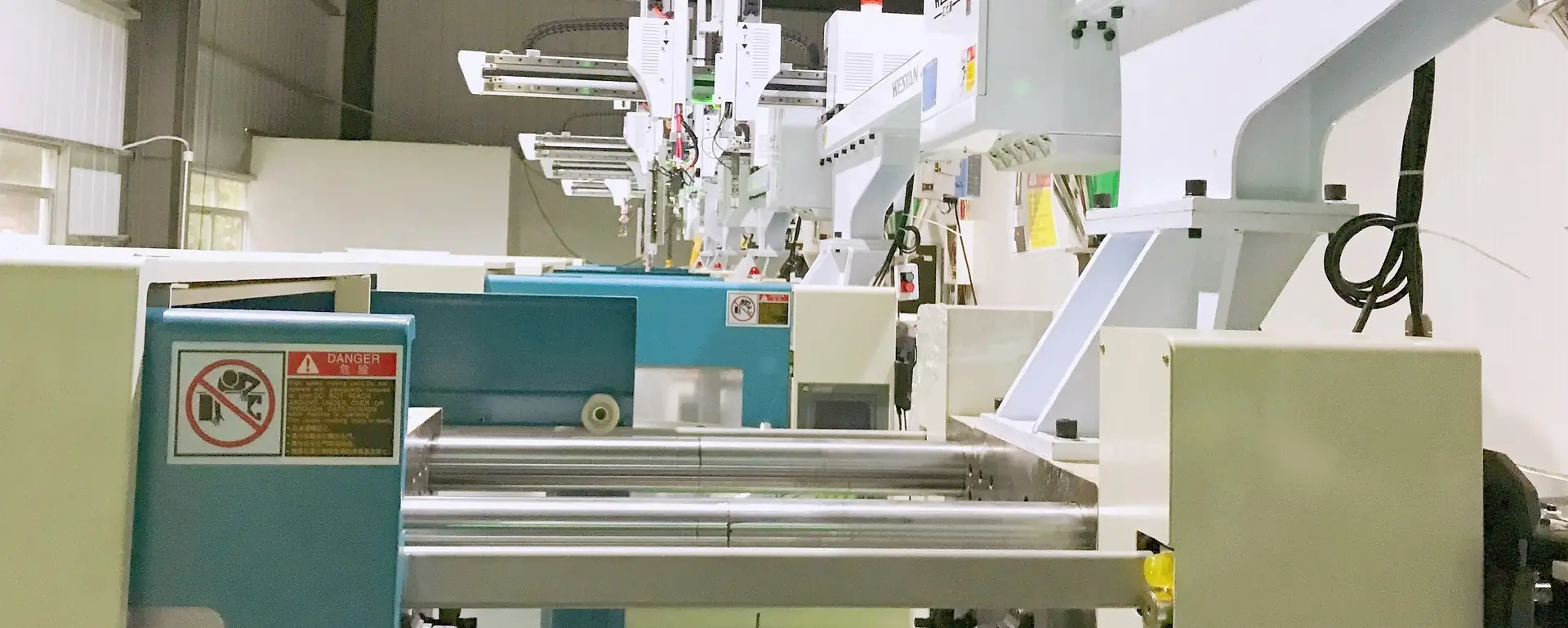 Injection moulding machine running a trial shot on a TJ-Teck production tool