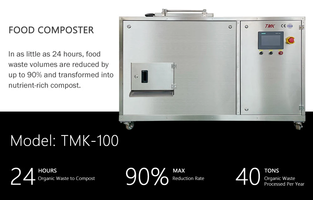 100KG In Vessel Composter TMK-100 Carbon Steel food waste composting machine, front view