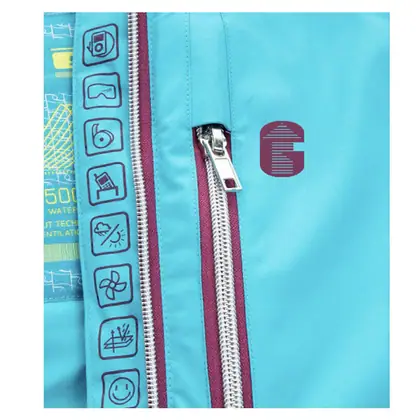 Women's blue ski jacket with detachable hood view 4