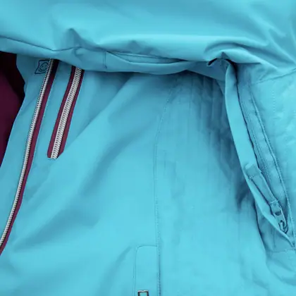 Women's blue ski jacket with detachable hood view 5