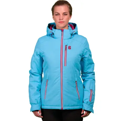 Women's blue ski jacket with detachable hood view 7