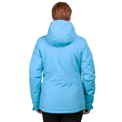 Women's blue ski jacket with detachable hood view 8
