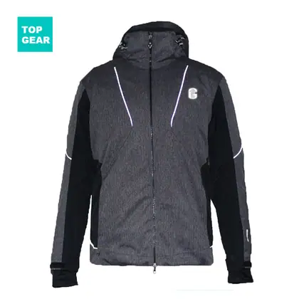 Men's reflective ski jacket with connected hood