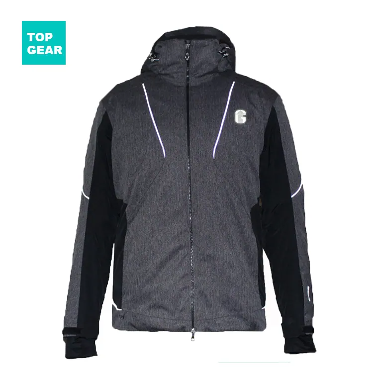 Men's reflective ski jacket with connected hood