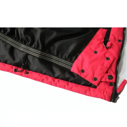 Unisex pink ski jacket with connected hood view 4